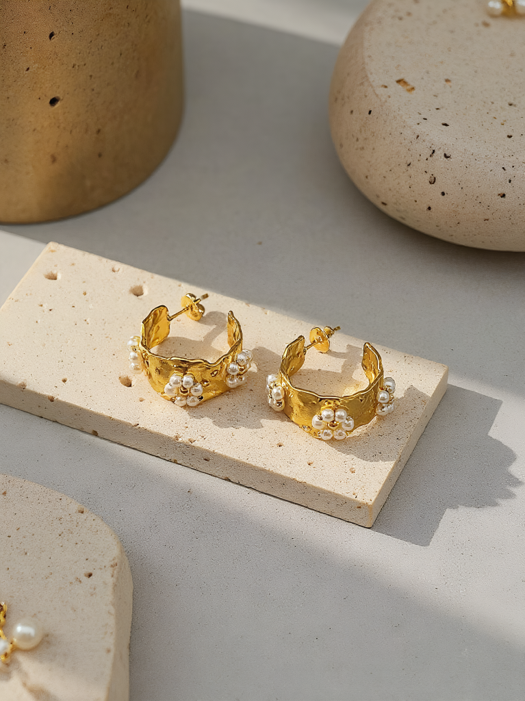 Revelari - Wholesale Hoop Earrings - Pearl Double C Earrings0