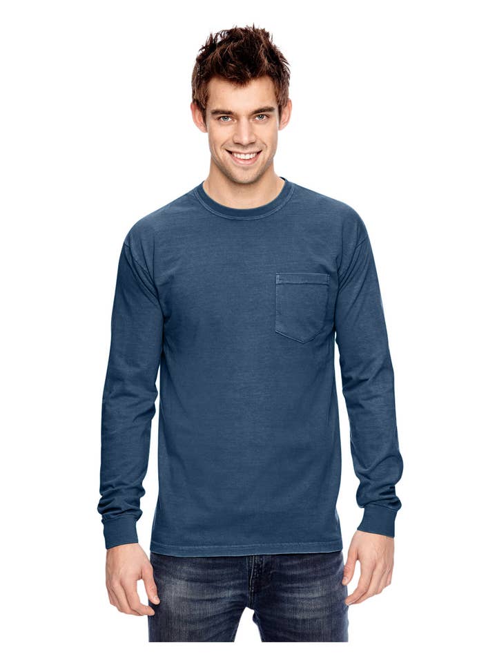 Total Apparel - Wholesale T-Shirt - Men's - Comfort Colors Garment-Dyed Long-Sleeve Pocket T-Shirt C441028