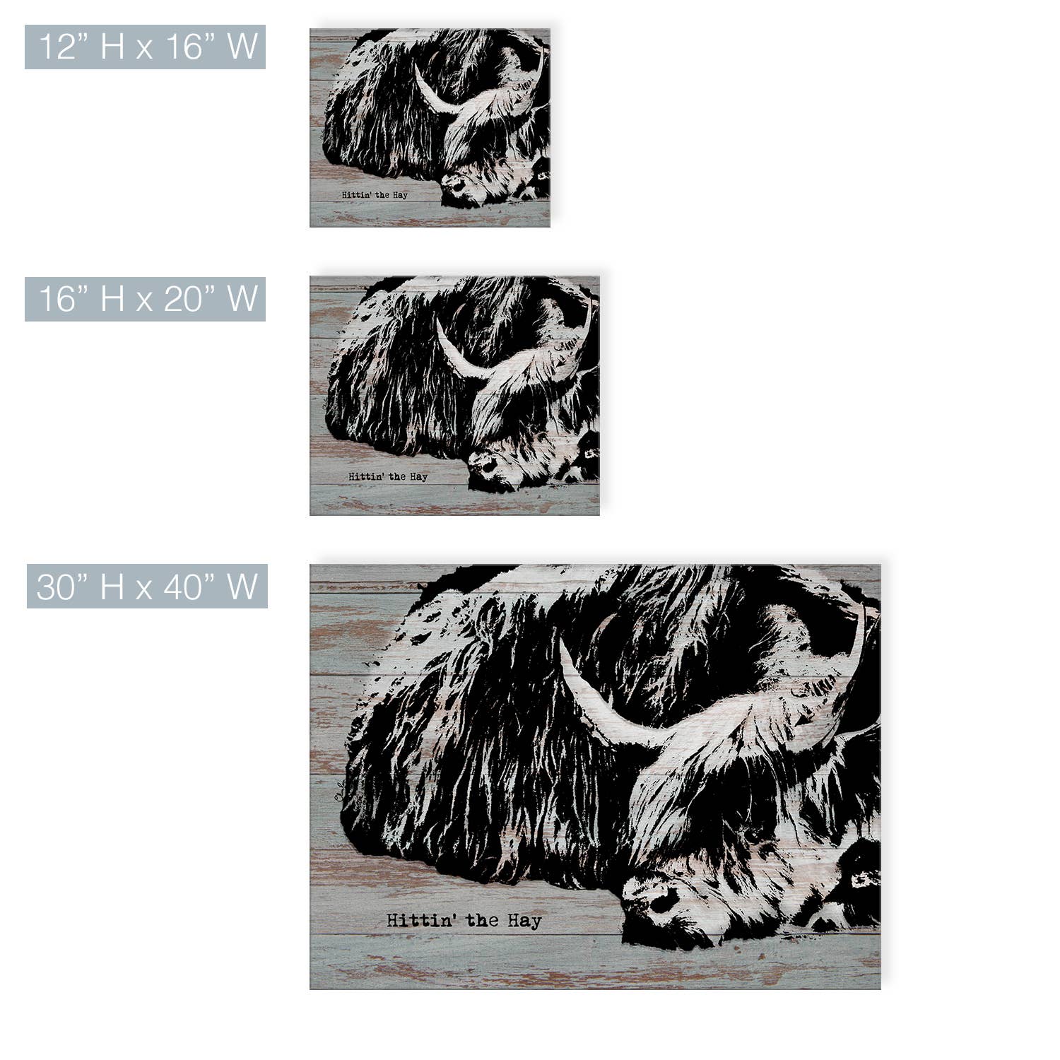 Ready2hangart, Inc. - Wholesale Art Print - Hittin' the Hay' Farmhouse Wrapped Canvas Animal Wall Art3