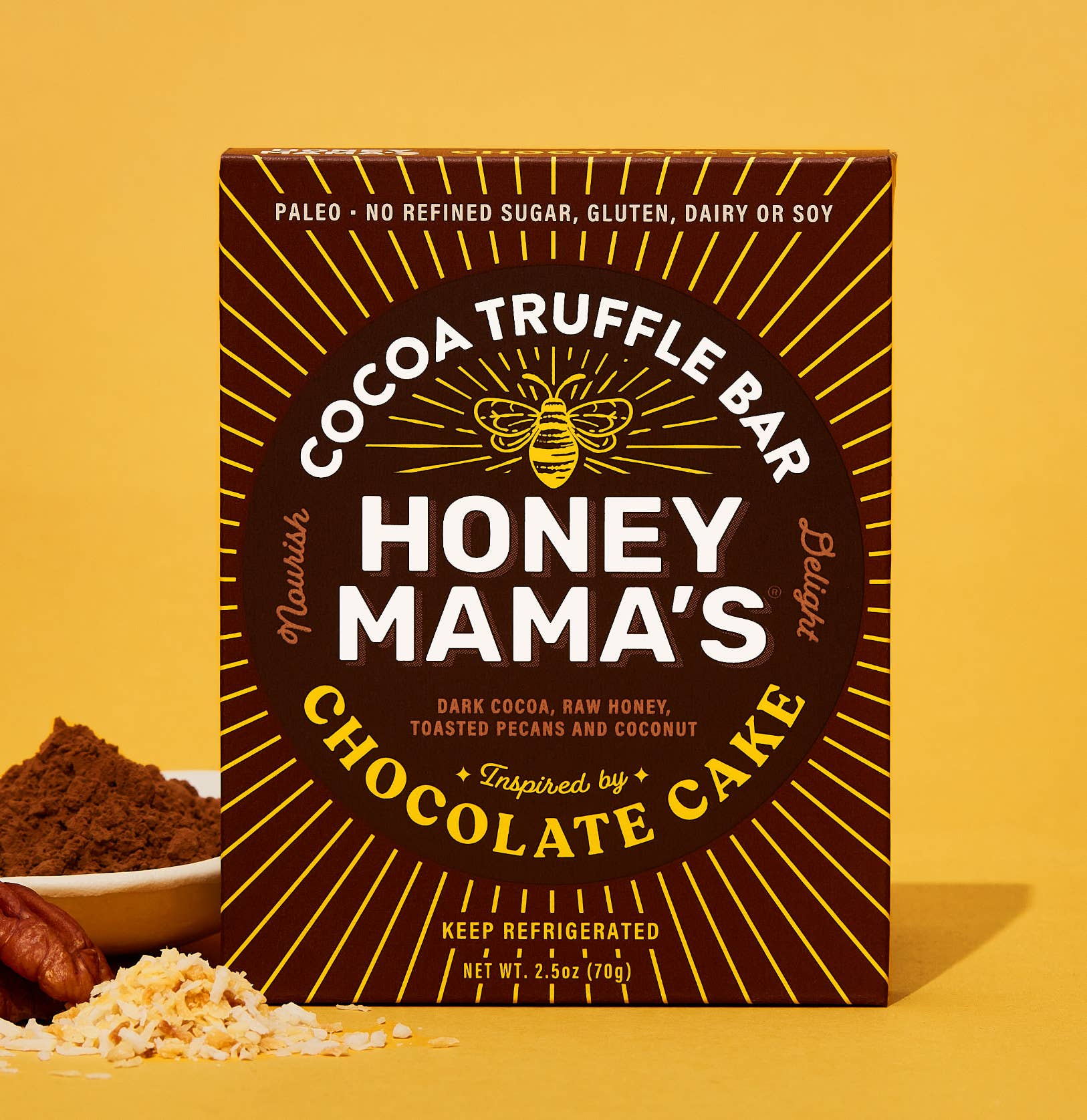 Honey Mama's - Wholesale Chocolate Bar - Chocolate Cake Cocoa Truffle Bar 2.5oz. (12 count)2