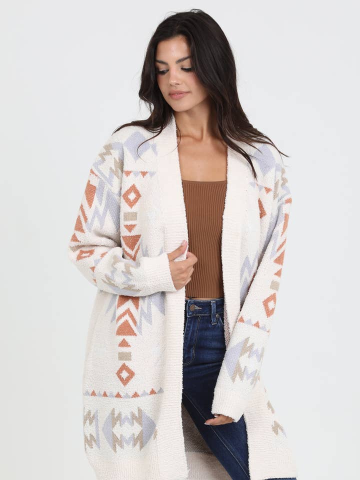 ANGIE - Wholesale Cardigan - Women's - XHP34-ASIS COZY AZTEC CARDIGAN SWEATER26
