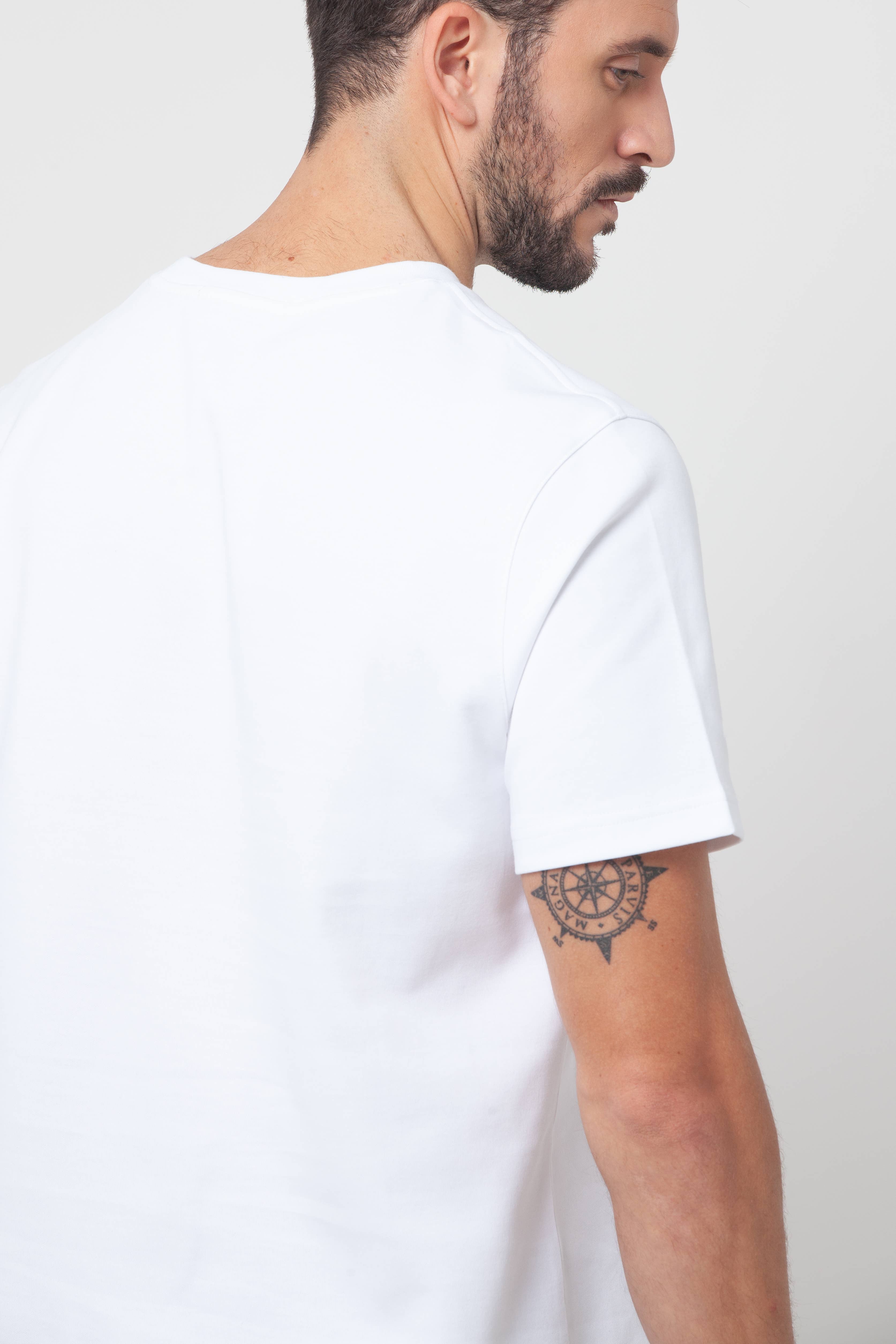 Blanco Camiseta Básica Lisa Manga Corta Algodón Premium blanca Neil de venta al por mayor en Faire3