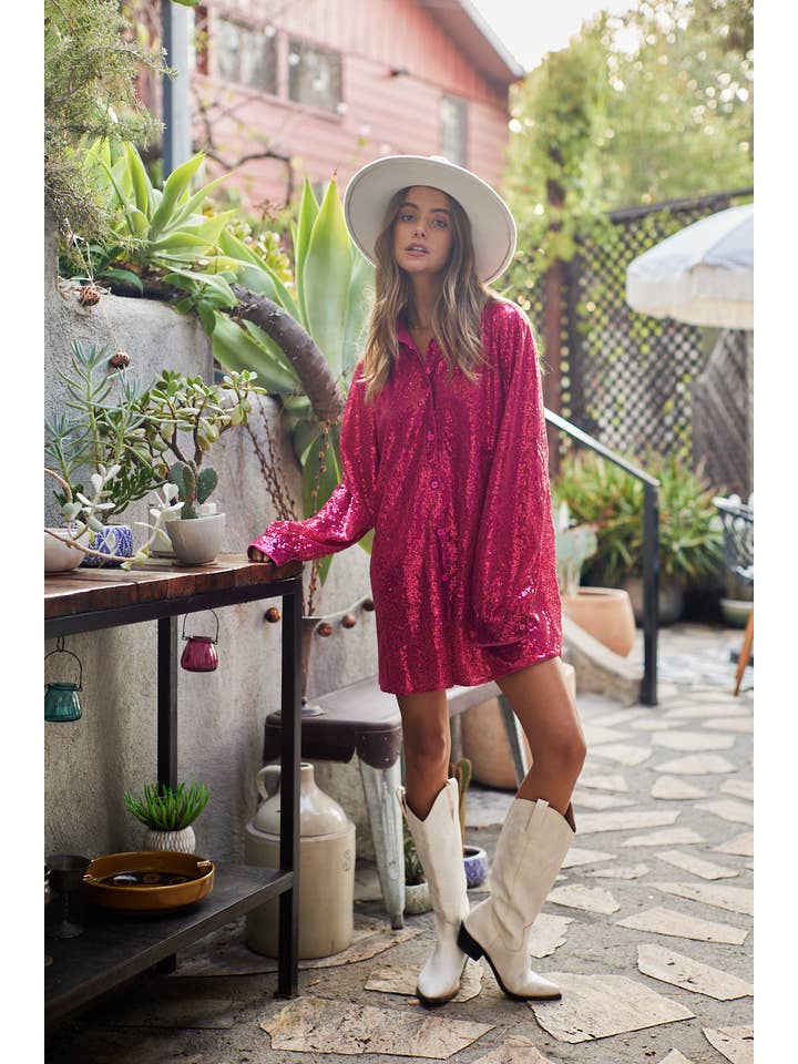 Blue B - Wholesale Jurk - Dames - 32404D - Mini glitterjurk met pailletten en knoopsluiting18