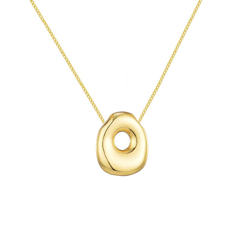 AMORINO SRL - Wholesale Pendant/Charm Necklace - LARGE BUBBLE INITIAL NECKLACE - JN24512B89GOLD13
