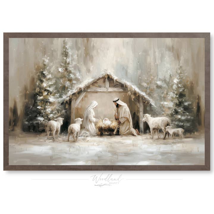Framed Nativity Scene Wall Art Sign for wholesale by Woodland Shanty