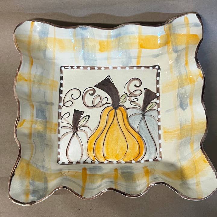 Heartfelt Traditions - Wholesale Serve Bowl - Large Square Serving Bowl (Pumpkin - 2025 Fall Collection)