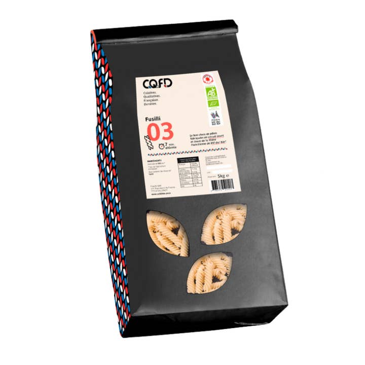Pasta ecológica - 03 Fusilli (bolsa de 5 kg) para venta al por mayor de C.Q.F.D.