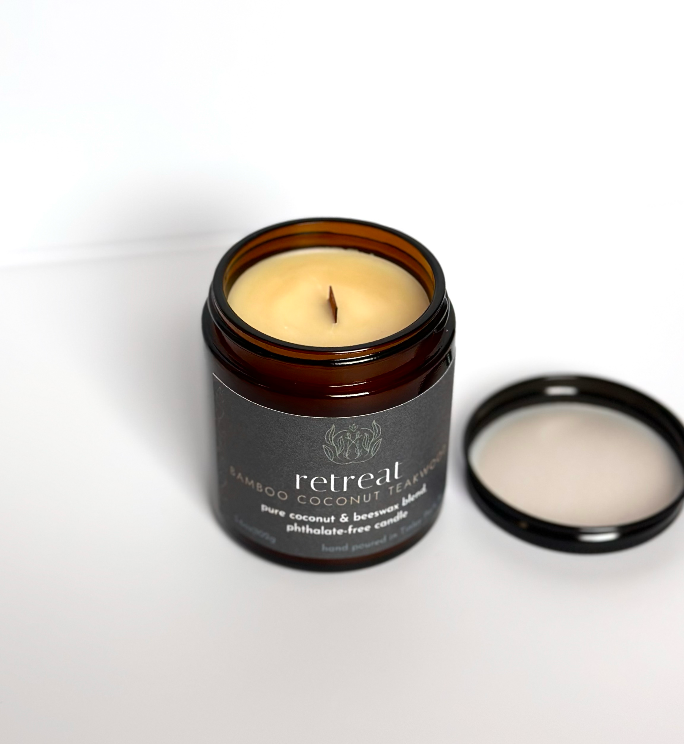 Sprig & Flame - Wholesale Jar/Filled Candle - RETREAT | Pure Coconut Beeswax Hand-Poured Wood Wick Candle6