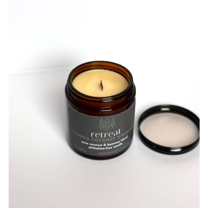 Sprig & Flame - Wholesale Jar/Filled Candle - RETREAT | Pure Coconut Beeswax Hand-Poured Wood Wick Candle6