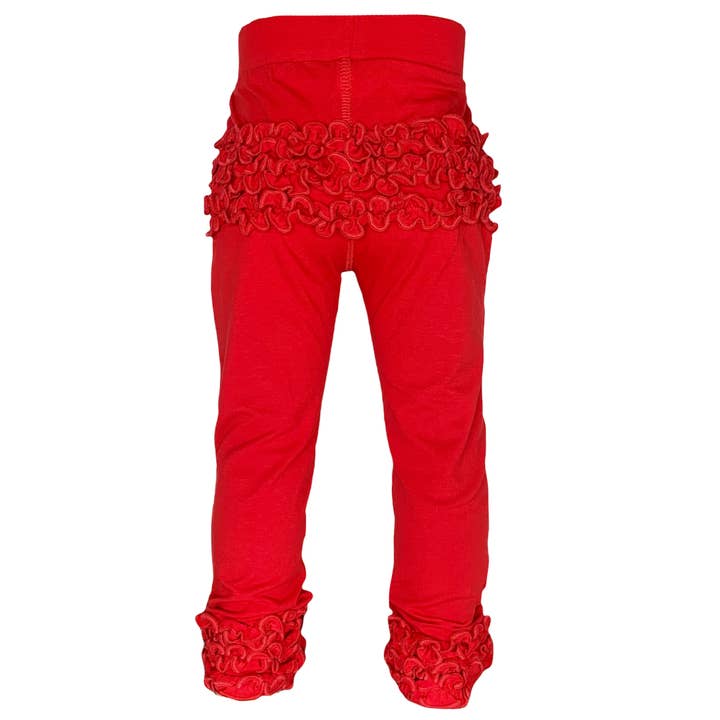 AnnLoren – Großhandel Fashion-Leggings – Kinder – AnnLoren Mädchen Rote Leggings mit Rüschen am Po Kinderbekleidung