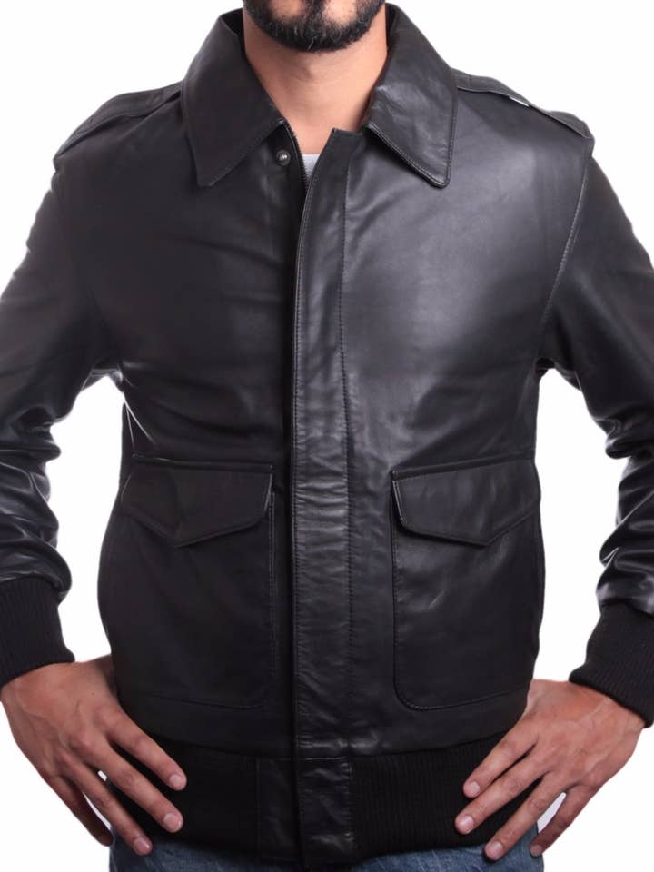 Houston Mens Leather Bomber Jacket for wholesale by Fadcloset