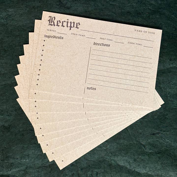 Petrichor & Co. - Wholesale Recipe Card - Retro Recipe Cards – Set of 10 Vintage Kitchen Stationery