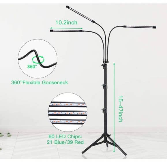 Crover - Wholesale Garden Tool - Tri-Head LED Grow Light with Stand – 3 Modes & 9 Brightness 1