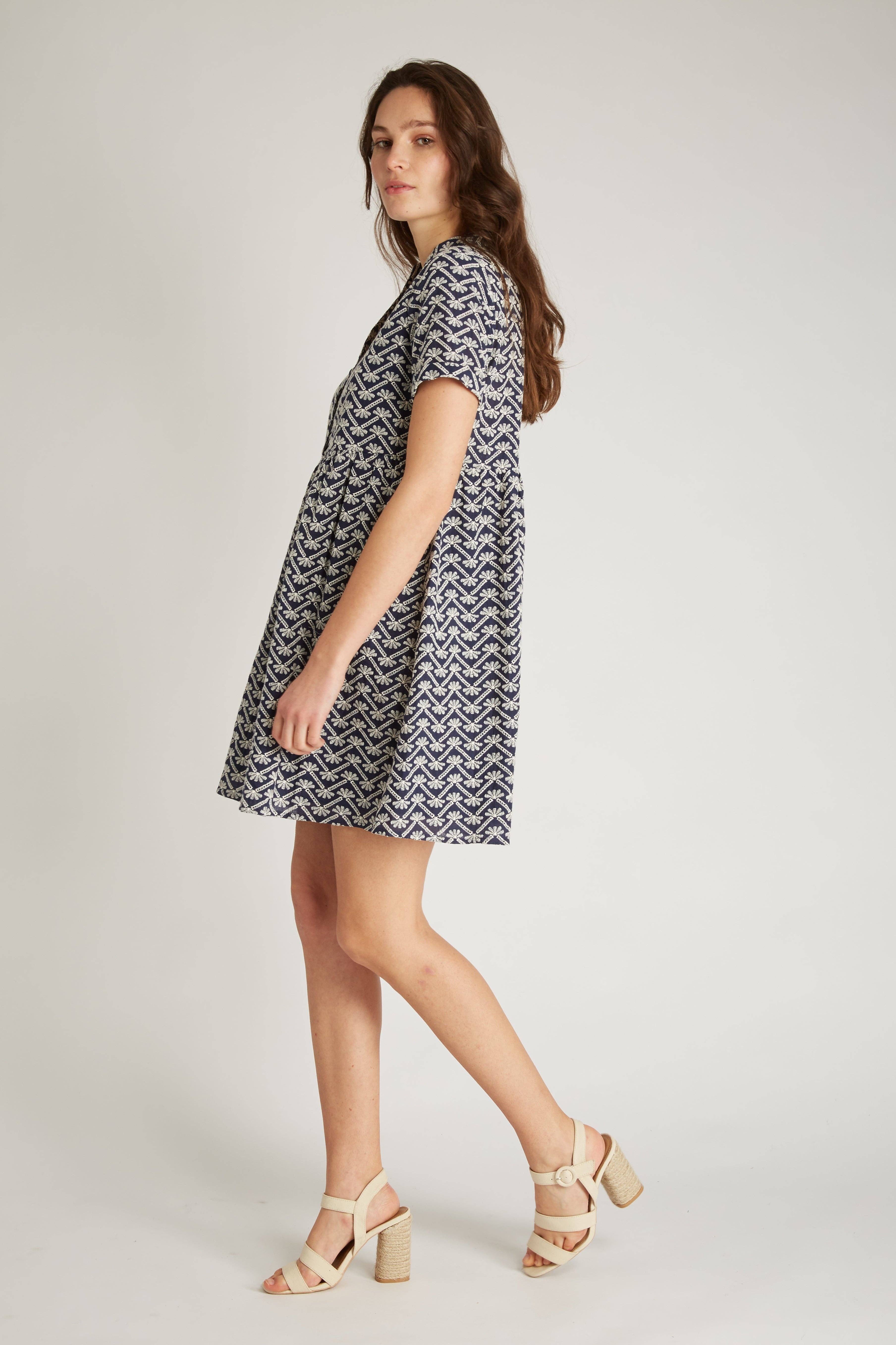 NAVY ELENA - Embroidered short dress for wholesale on Faire3