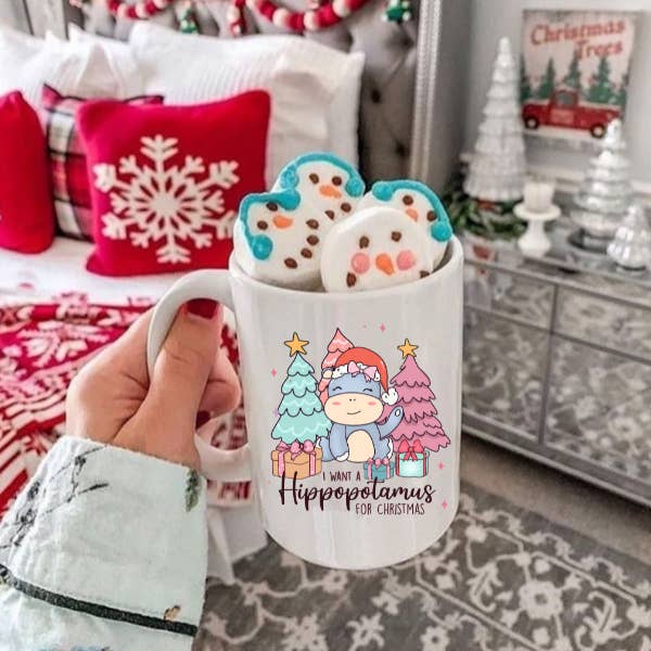 I Want A Hippopotamus for Christmas Coffee Mug for wholesale by Peachy Market Co