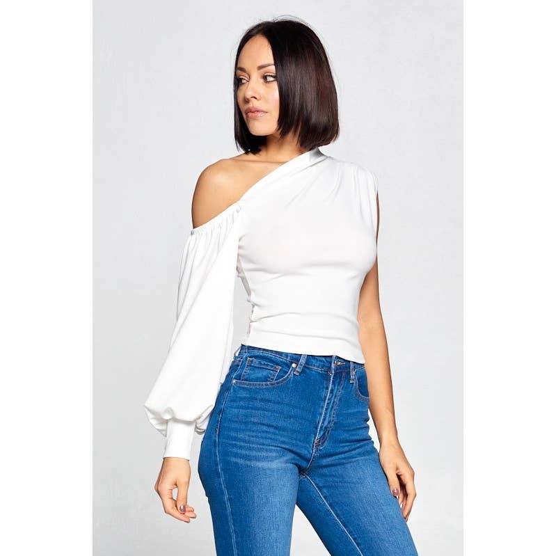 DORCAS - Wholesale Blouse - Women's - ONE SLEEVE FASHION TOP2