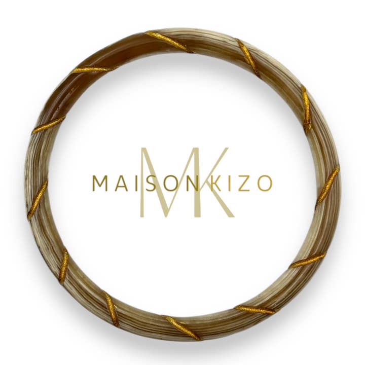 MAISON KIZO - Wholesale Bangle Bracelet - Twisted Gold Lacquered Buffalo Horn Bangle