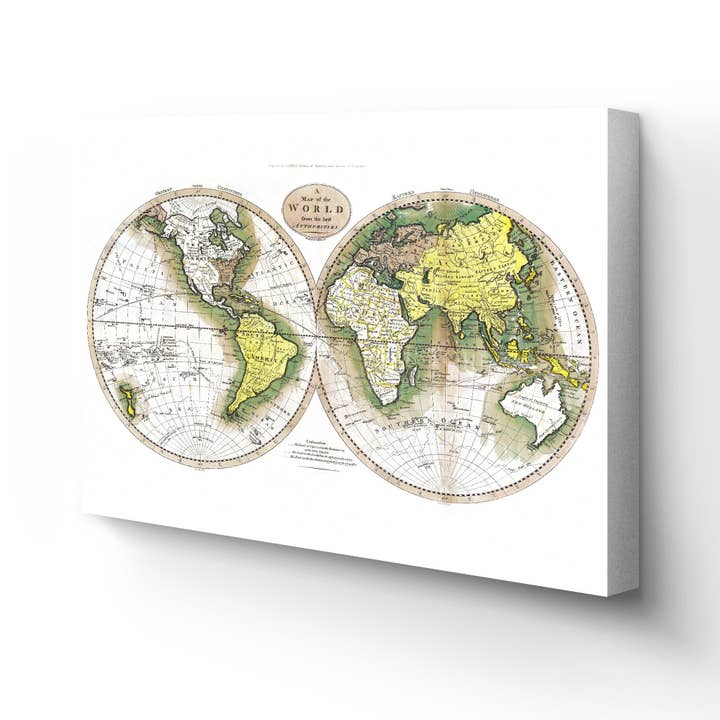 1795 World Map Canvas Art - Canvas Wrap Vintage World Map Wall Art - Old World Map Poster - Map of the World from Best Authorities (White) for wholesale by Historic Prints