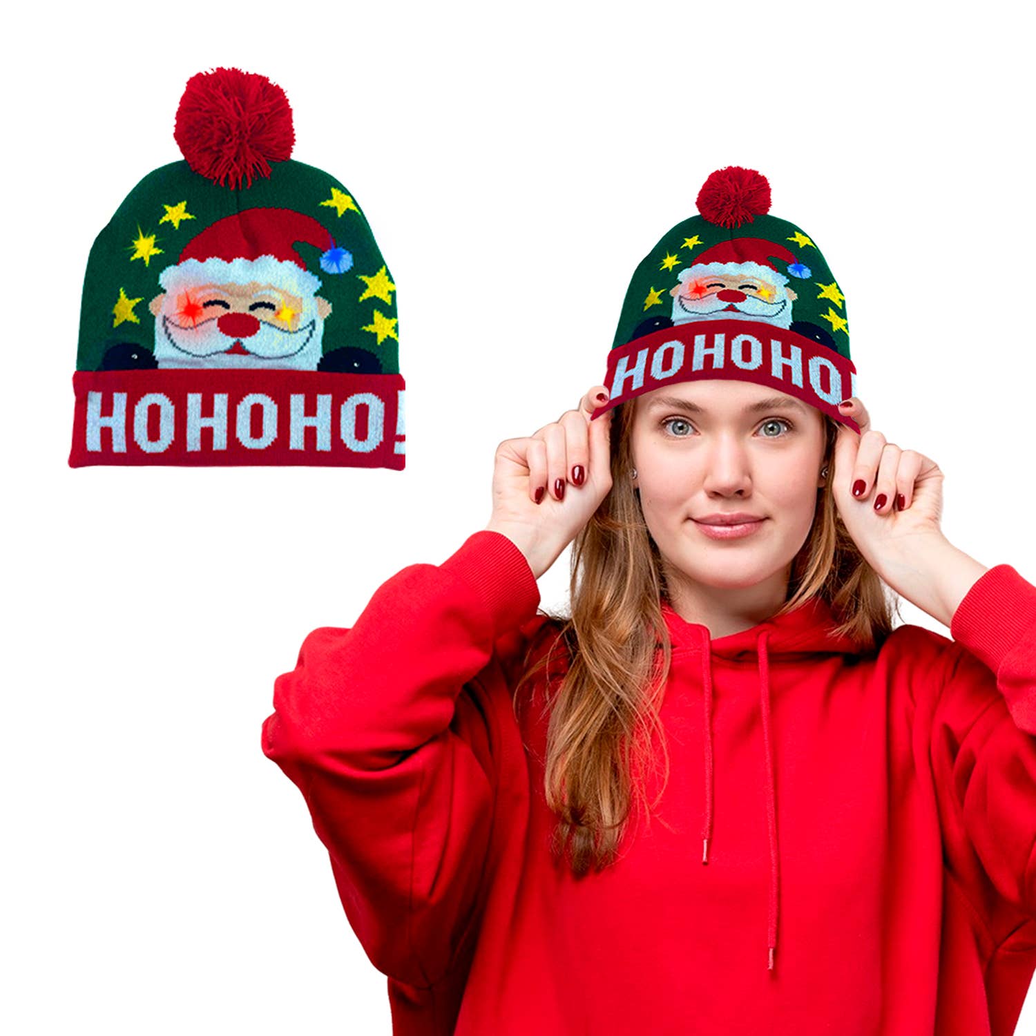 Extreme Fit Wholesale - Wholesale Beanie - Women's - Holiday 2025 Colorful Warm LED Christmas Pom Pom Beanie Hat8