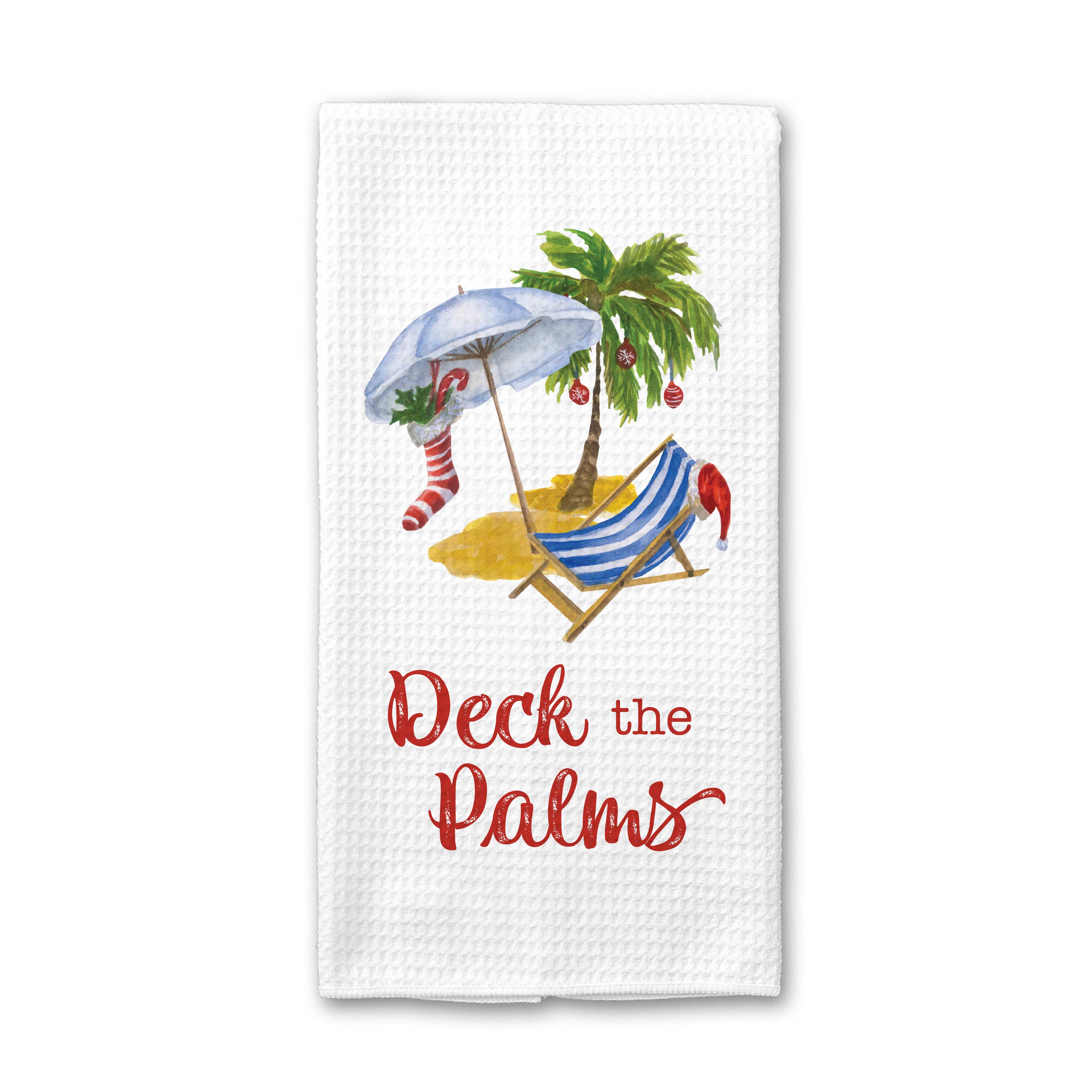 Canary Road - Wholesale Tea Towel - Deck the Palms Kitchen Towel, Christmas Beach Home Decor1