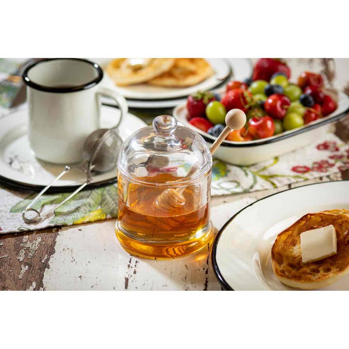 TableCraft Products Company - Wholesale Honey Dipper - Honey Dipper Set, Includes Glass Jar & Wood Dipper1