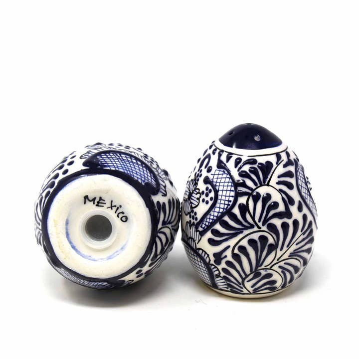 Global Crafts - Wholesale Salt & Pepper Shaker Set - Encantada Handmade Pottery Salt & Pepper Shakers, Bl Flower3