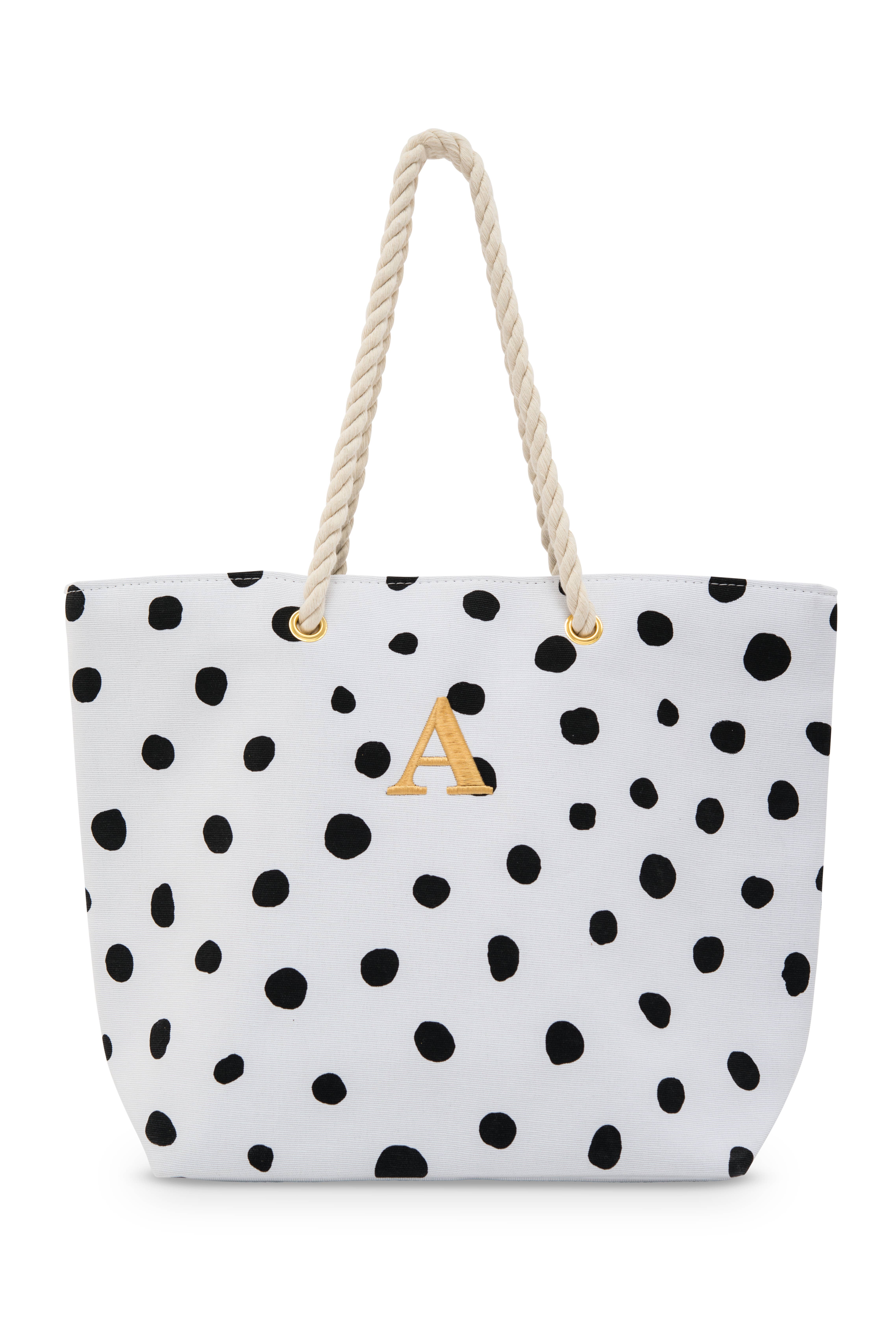 Weddingstar Inc. - Wholesale Tote bag – Women's - Extra-Large Polka Dot Tote Bag - Black on White0