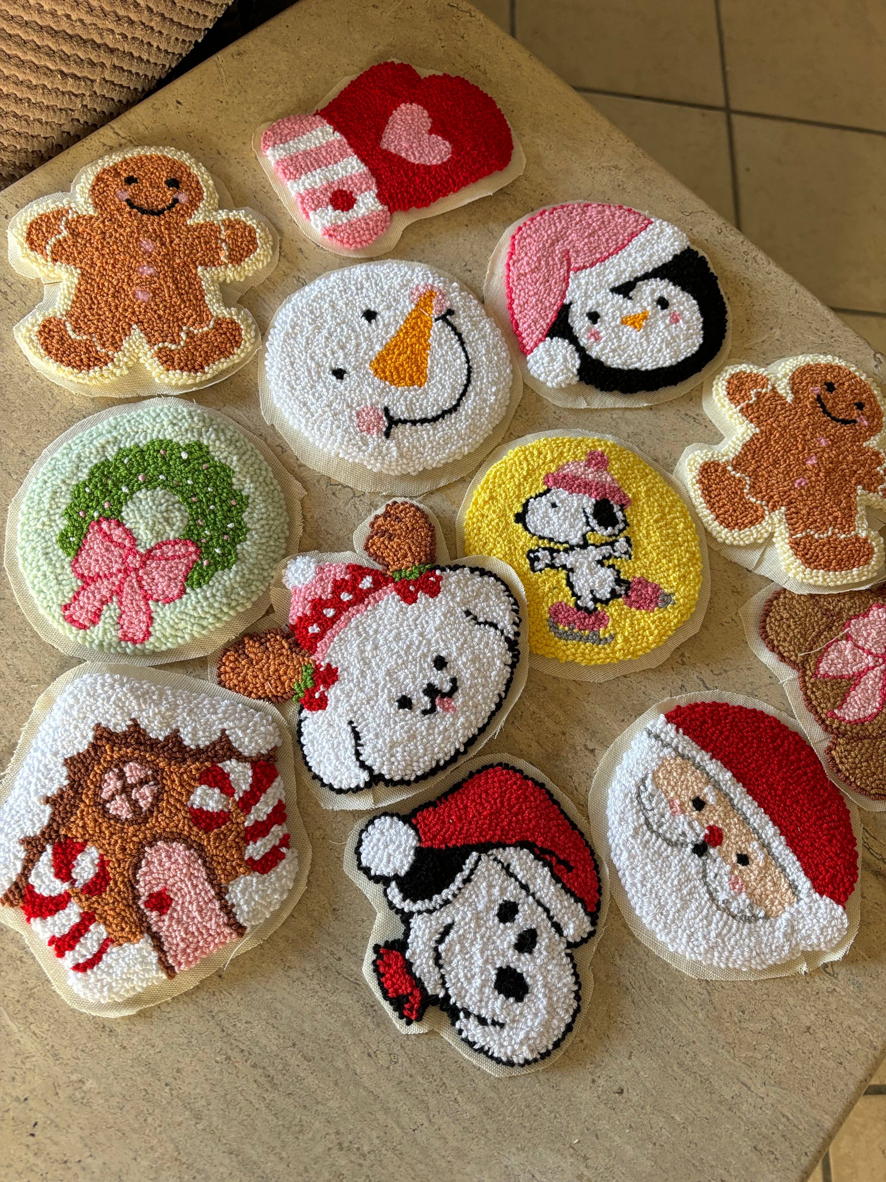 Honey Punches - Wholesale Onderzetters - Kerstmis handgemaakte punch needle peperkoek mok onderzetters1