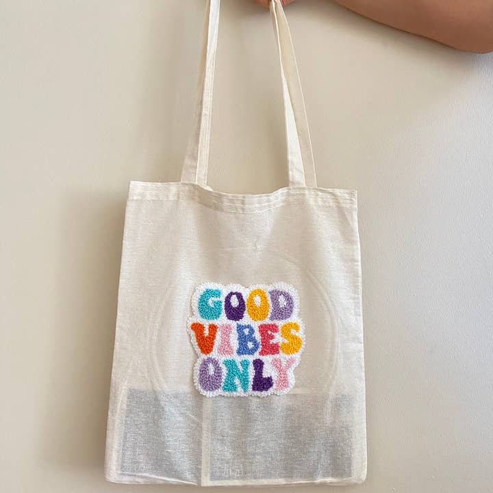 Handmade Cute Punch Needle Tote Bag, Motto Shopper Shoulder for wholesale by youngpee