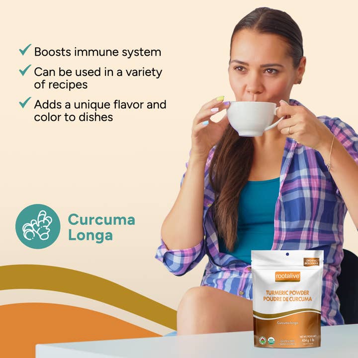 Rootalive USA Inc. - Vente Poudres protéinées/superaliments - Curcuma biologique en poudre 16 oz4