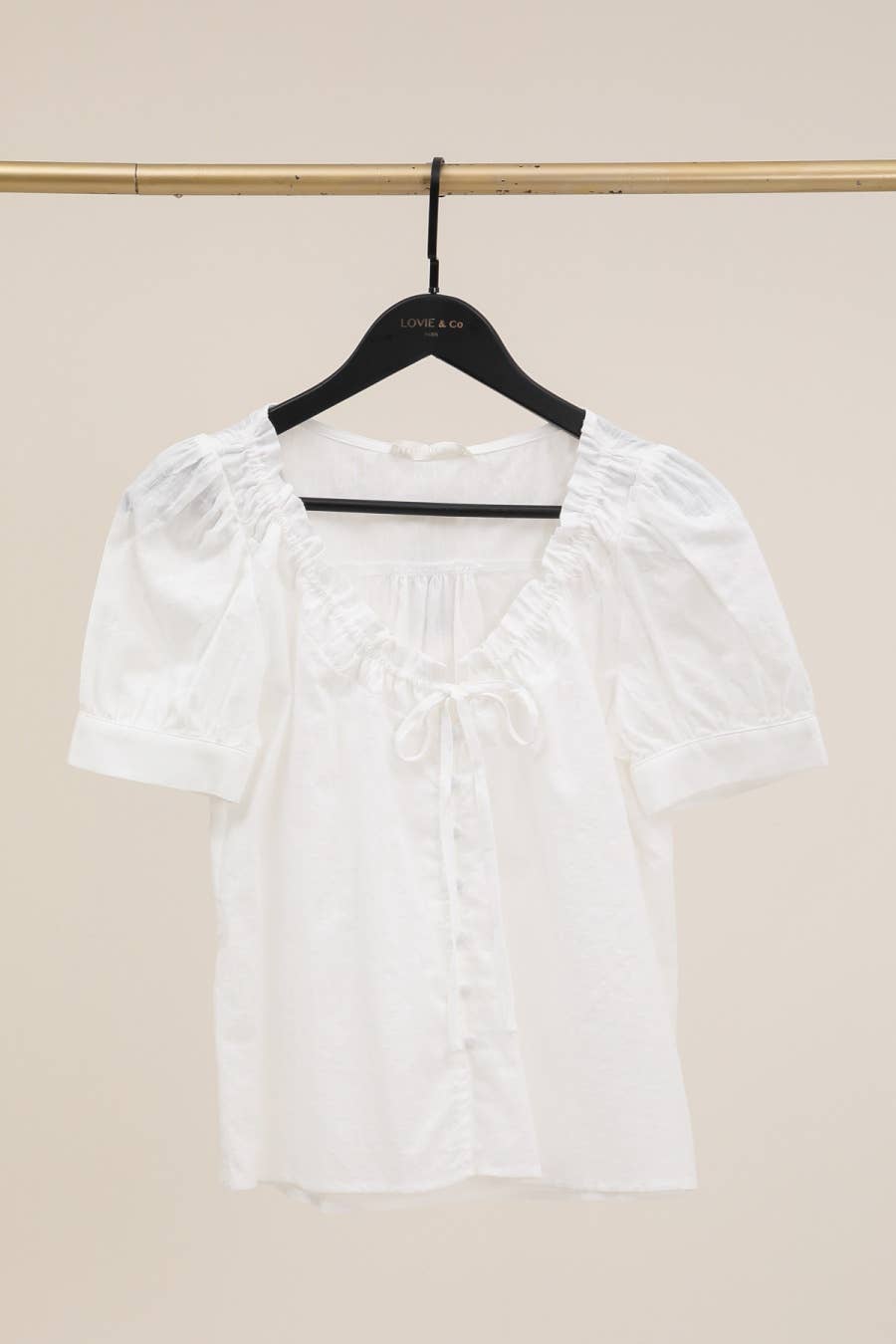 LOVIE & CO - Vente Chemisier – femme - Top manches courtes col froncé à nœud - 4849T-FAITH8