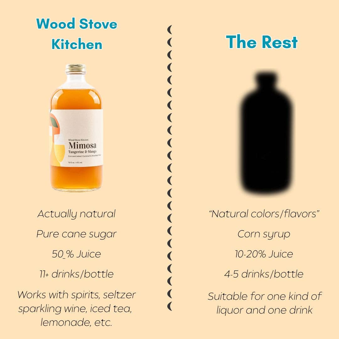 Wood Stove Kitchen – wholesale Cocktailmix/-sockerlag – Mimosa Mixer med mandarin och mango för cocktails och mocktails, 16 fl oz8