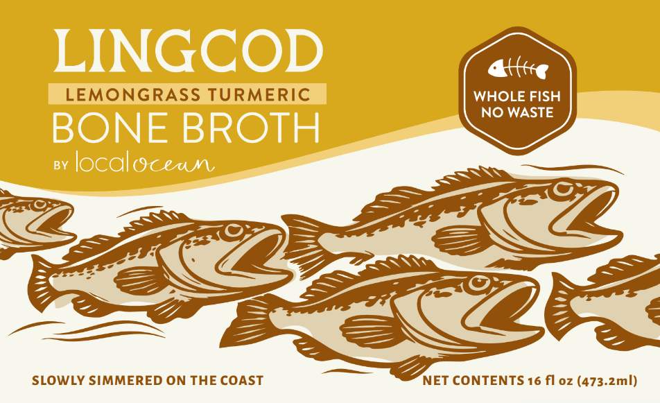 Local Ocean Seafoods - Wholesale Soup - Bone Broth: Lingcod Lemongrass Turmeric - 16 oz FROZEN2