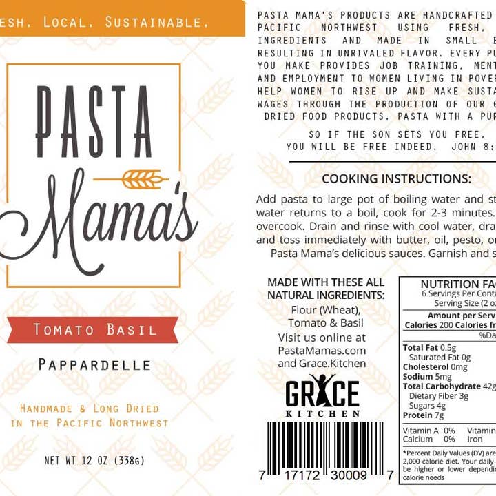 Grace Collective - Wholesale Pasta - Tomato Basil Pappardelle by Pasta Mama's1