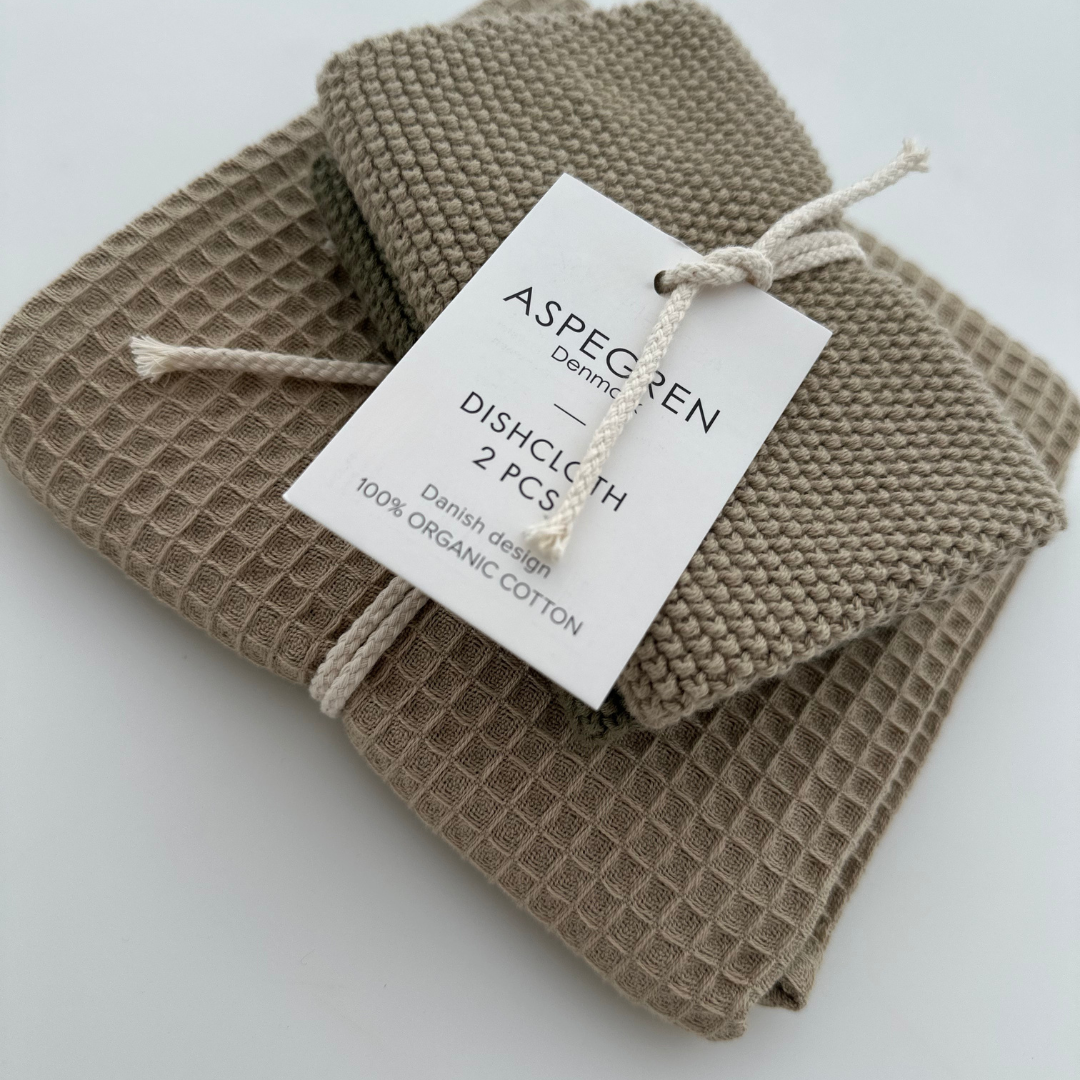 Aspegren Denmark - Wholesale Dishcloth - Dishcloths - Organic Cotton - Set of 2 - Knitted - Olive2