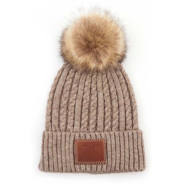 Hana - Wholesale Beanie - Women's - C.C Double Braided Beanie With Pom Winter Hat5