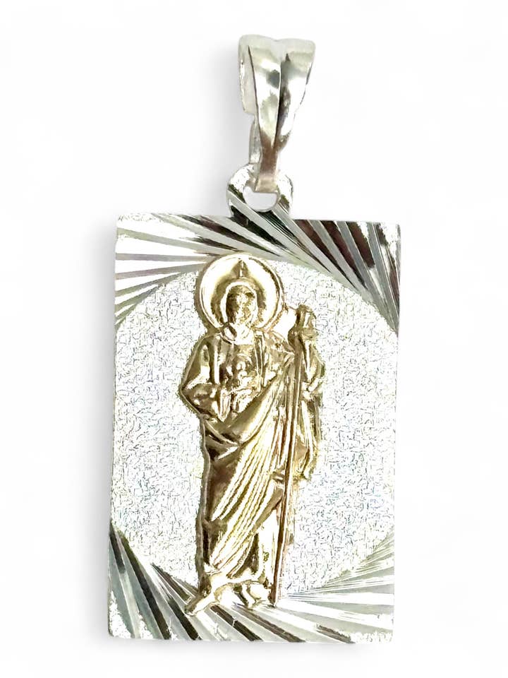 Saint Jude Medal pendant silver 925 and gold 10k - 43 mm for wholesale by QURI