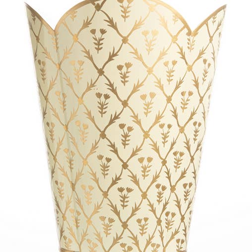 Corbeille à papier en forme de tulipe ivoire et dorée pour la vente par The Enchanted Home