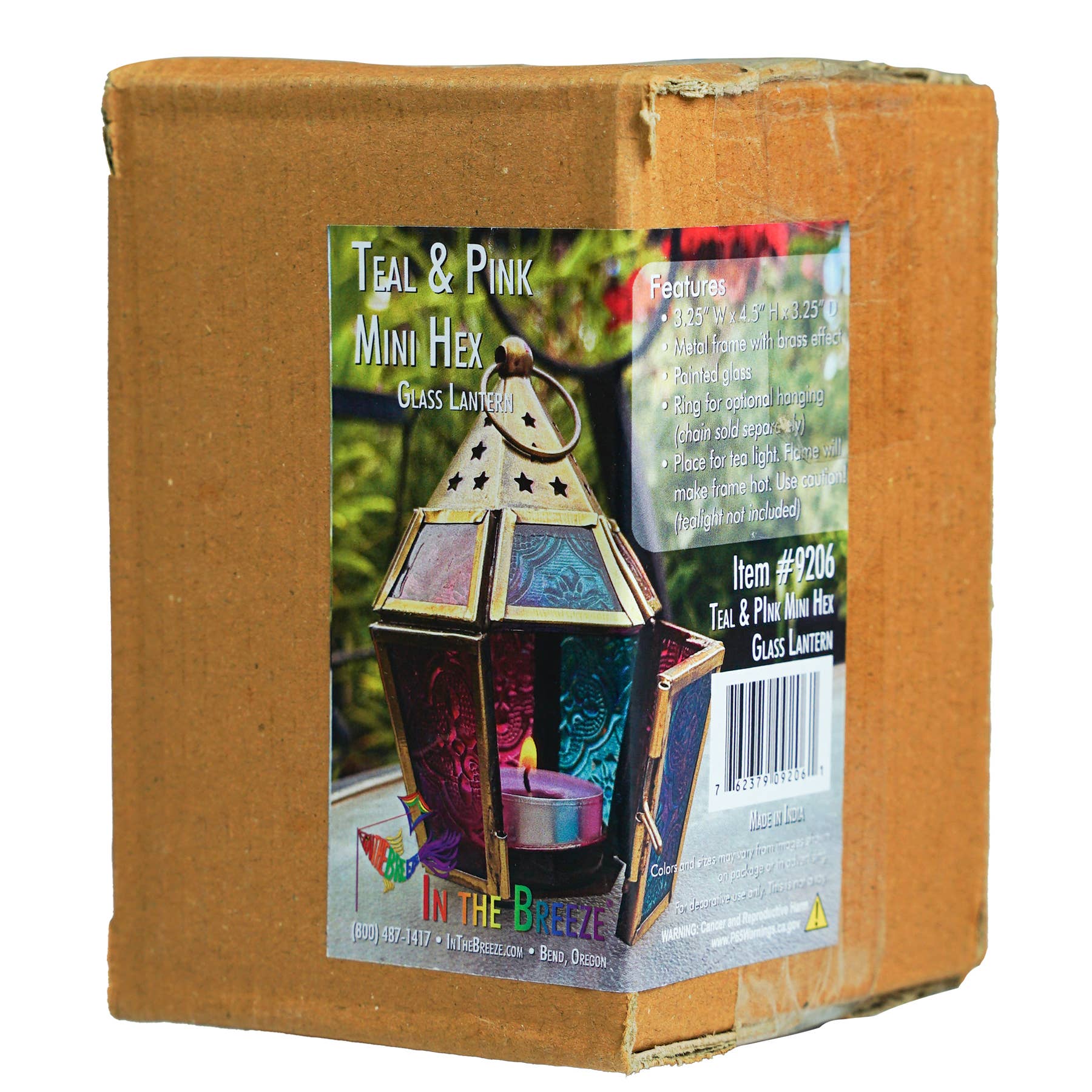 In the Breeze, LLC. - Wholesale Candle Holder - Mini Teal & Pink Hex Glass Tealight Lantern5