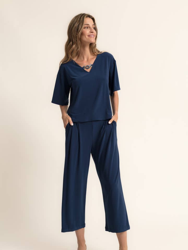 Lige strikbukser med læg B2B for engroshandel hos CMS Love