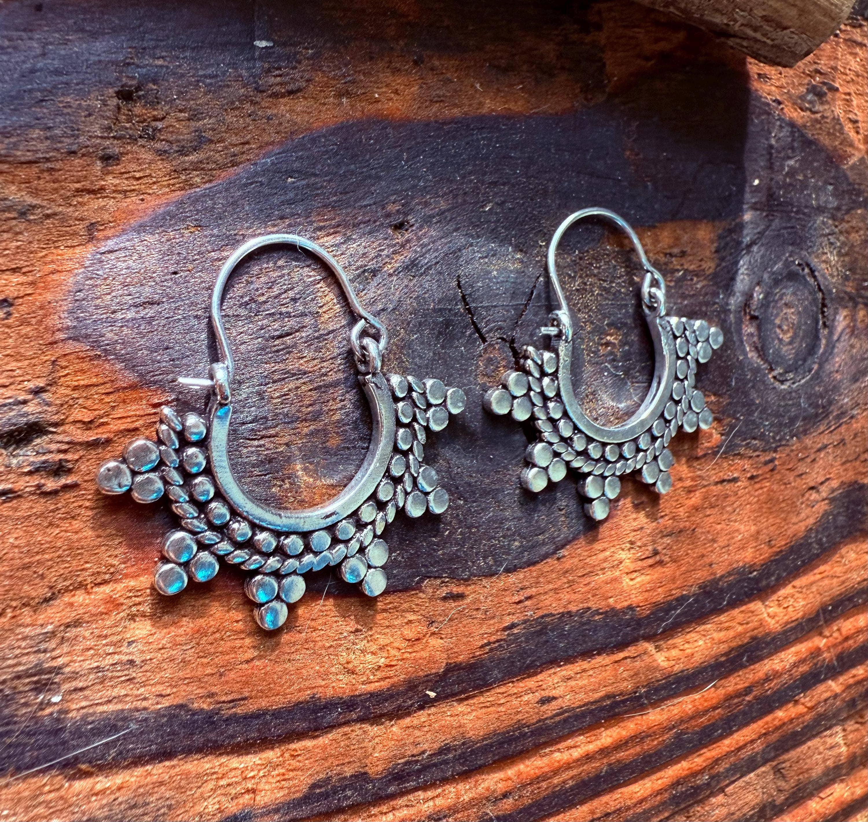 Kaali Boutique – wholesale Hoop earrings – Mini Afghani Silver Hoop Earrings / Boho / Ethnic / Rustic / Yoga / Hippie / Gypsy /Bohemian1