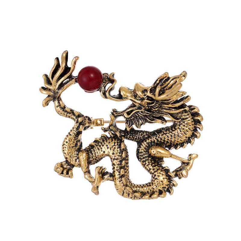 Ole - Wholesale Brooch - Chinese Style Auspicious Dragon Brooch Pin 3