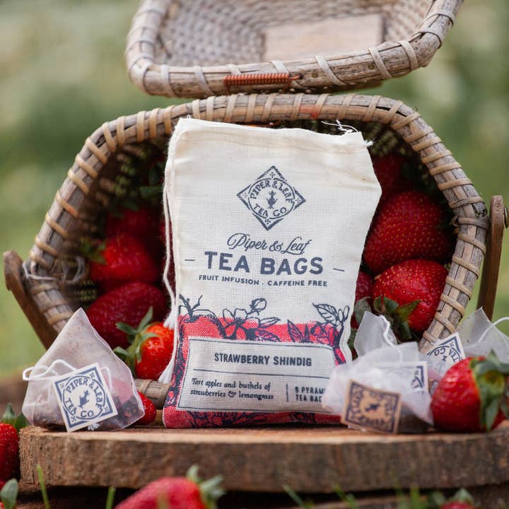 Piper & Leaf Artisan Tea Co - Wholesale Tea Bags - Strawberry Shindig - 9 Tea Bags