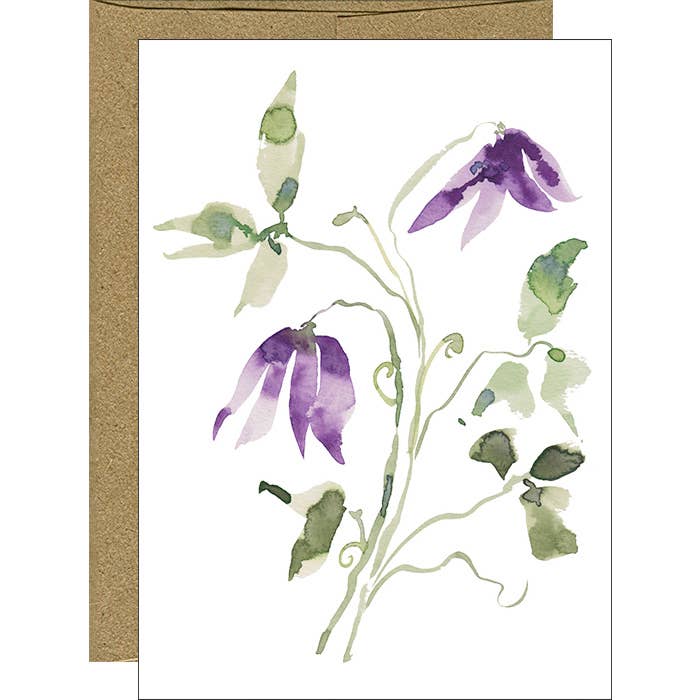 Cartões florais de clematis aquarela - conjunto de 6 por atacado de Pink Bathtub Designs