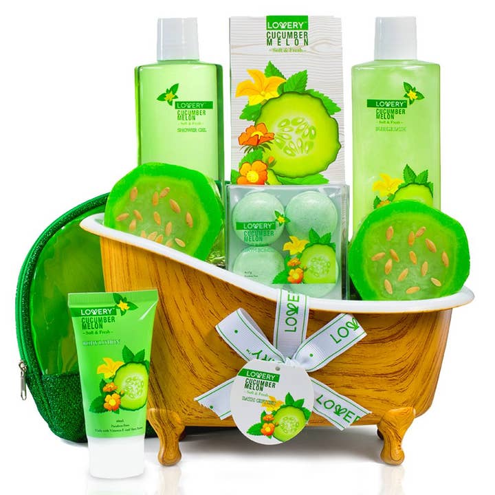 Lovery – wholesale Bath & body set – Home Spa Gift Set - Aromatherapy Cucumber Melon Kit ,12 pc