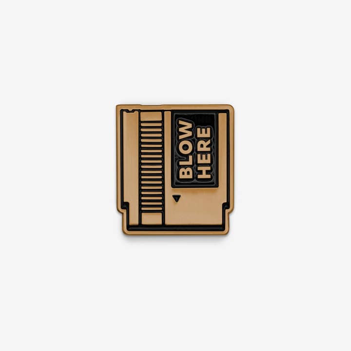 Happy Impulse - Wholesale Lapel Pin/Button - Retro Game Cartridge - Blow Here – Enamel Pin - 0.75"