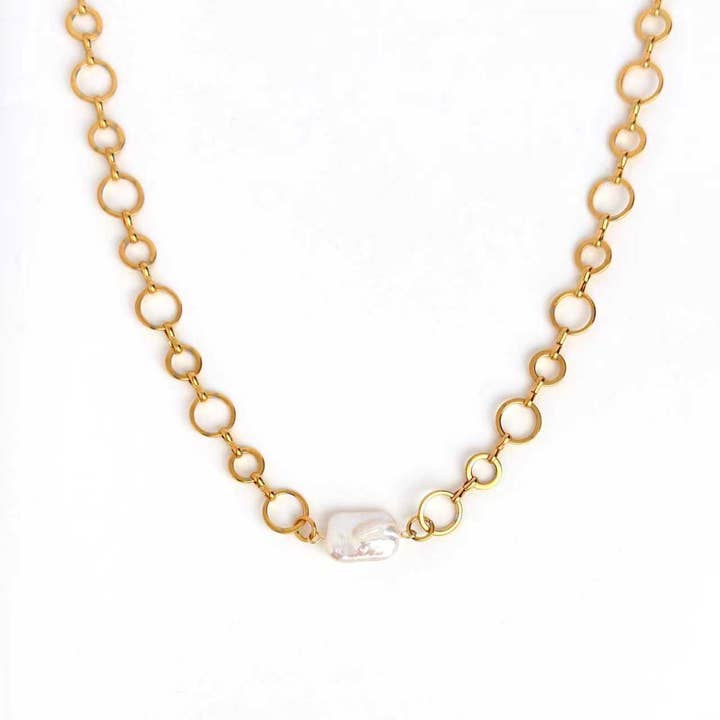 Halo Fresh Water Pearl Necklace Water Resistant for wholesale by Savvy Bling