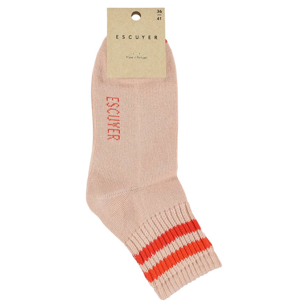 ESCUYER - Wholesale Socks - Women's - Women Stripes Ankle Socks - Pink / Orange1