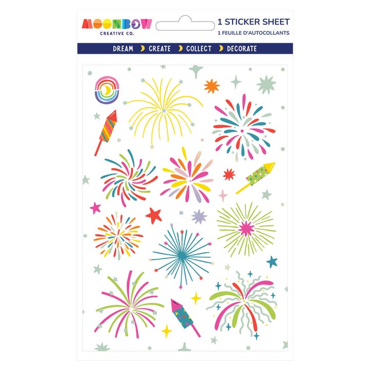 Fireworks Festival Foil Sticker Sheet for wholesale by Moonbow Creative Co.