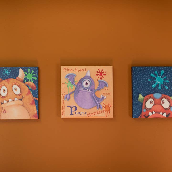 Borders Unlimited – wholesale Art print – 3 Piece Monster Splat Canvas Wall Art Set